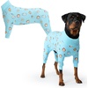 image:imageSpark Paws Dog Pajamas  Stretch Onesie Recovery Full Leg Surgery Suit PJSBreakfast Blue