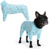 image:imageSpark Paws Dog Pajamas  Stretch Onesie Recovery Full Leg Surgery Suit PJSBreakfast Blue