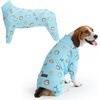 image:imageSpark Paws Dog Pajamas  Stretch Onesie Recovery Full Leg Surgery Suit PJSBreakfast Blue