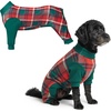 image:imageSpark Paws Dog Pajamas  Stretch Onesie Recovery Full Leg Surgery Suit PJSGreen and Red Plaid