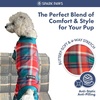 image:imageSpark Paws Dog Pajamas  Stretch Onesie Recovery Full Leg Surgery Suit PJSGreen and Red Plaid