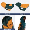 image:imageSpark Paws Reversible Dog Hoodie Sweater for Winter Cold Warm Clothes for Small Medium Large Breeds  Orange and Green  XL01 Orange and Green