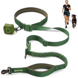 image:imageSpark Paws Hands Free Dog Leash  Bungee Waist Belt for Running amp WalkingArmy Green