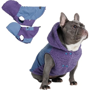 image:imageSpark Paws Reversible Dog Hoodie Sweater for Winter Cold Warm Clothes for Small Medium Large Breeds  Orange and Green  XL03 Purple and Navy Blue